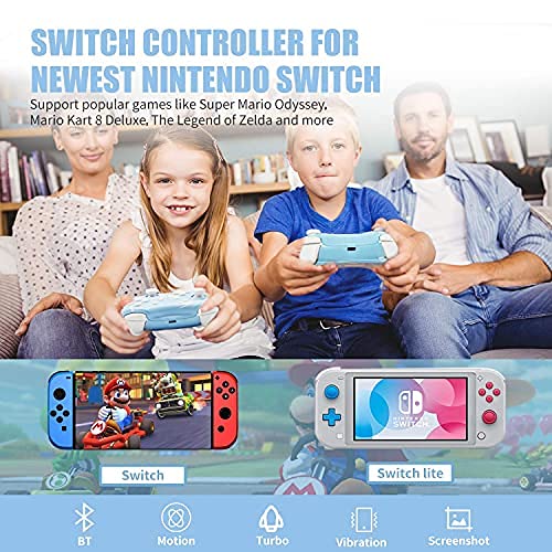 Wireless Switch Controller, Mytrix Controllers for Nintendo Switch/Lite, Enhanced Switch Pro Controller, Auto-Fire Turbo, Motion Control, Wake-Up, Headphone Jack, Adjustable Vibration Vibration, Bamboo Blue Wireless Switch Controller, Mytrix Controllers for Nintendo Switch/Lite, Enhanced Switch Pro Controller, Auto-Fire Turbo, Motion Control, Wake-Up, Headphone Jack, Adjustable Vibration Vibration, Bamboo Blue
